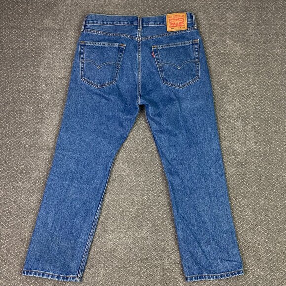 Levi's 505 Jeans Men's 36 x 29 Measures 36 x 28 Regular Fit Straight Leg Blue - Picture 3 of 12